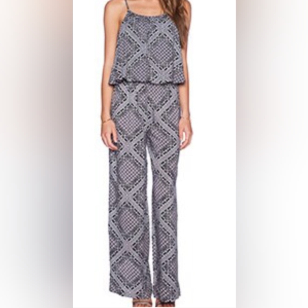 C & C California Printed Tiered Loose Wide Leg Jumpsuit Size L NWT MSRP $108 - Picture 1 of 9